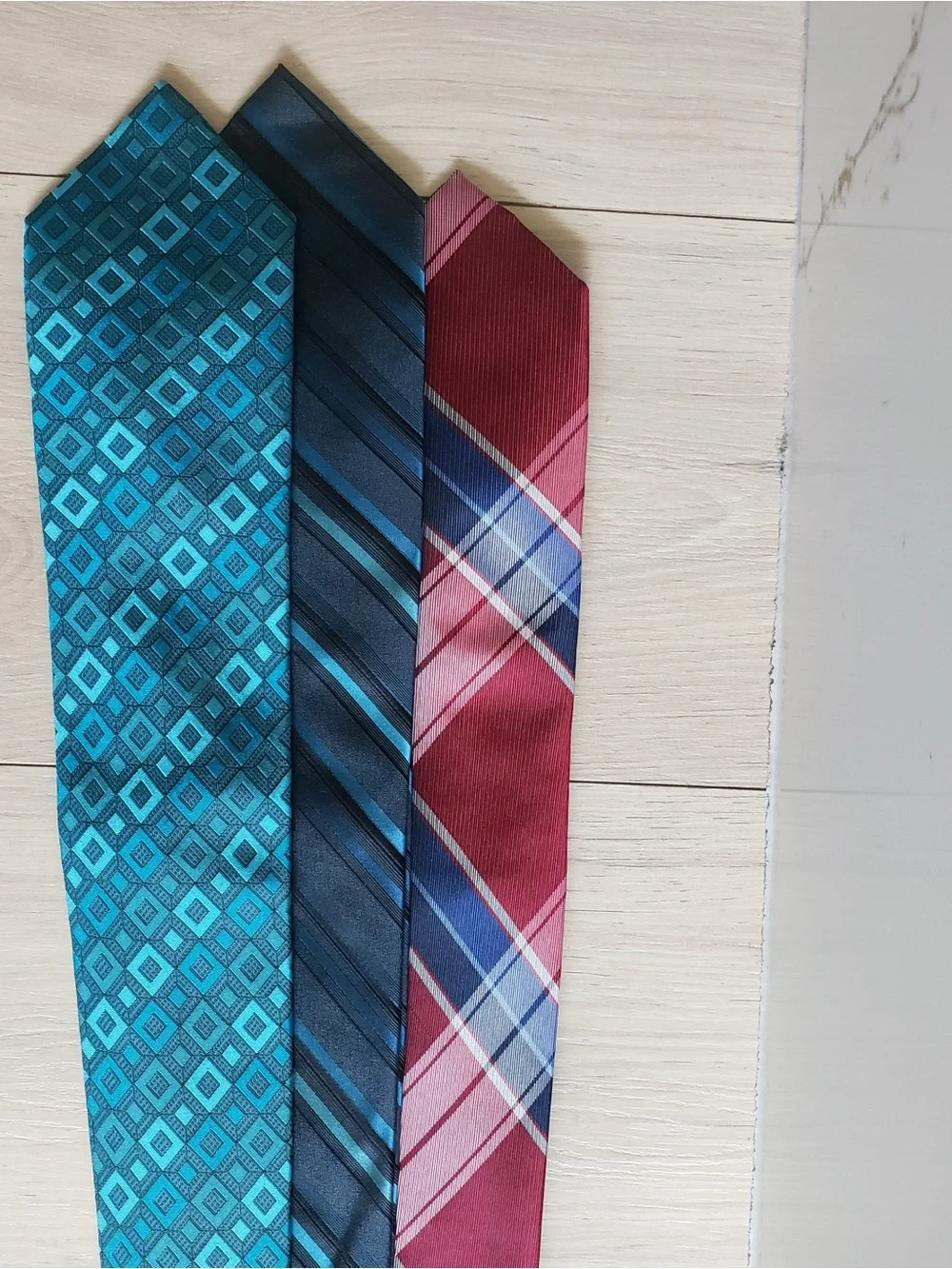 Men's Multicolor Silk Tie Set‎ - Blue, Teal & Red